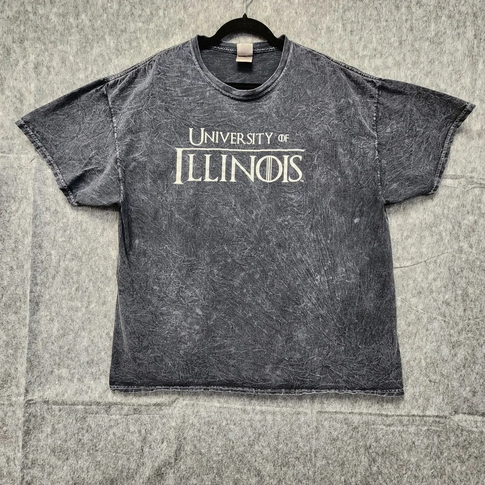 Colortone University of Illinois Shirt Mens 2XL (Fits‎ as Slim Fit XL) Acid Wash